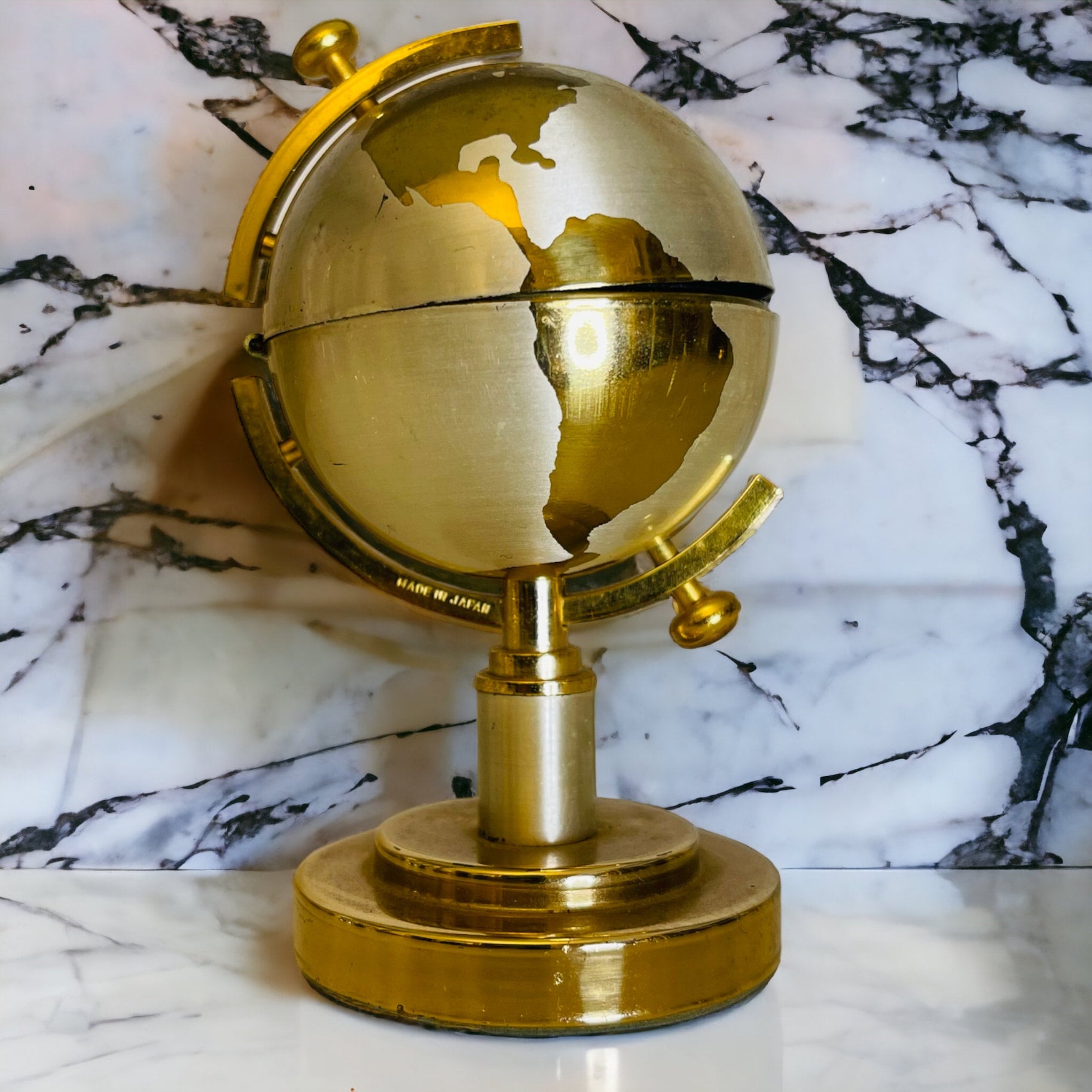 Windmill Desk Gas Lighter in World Globe 1950 s Mid Century